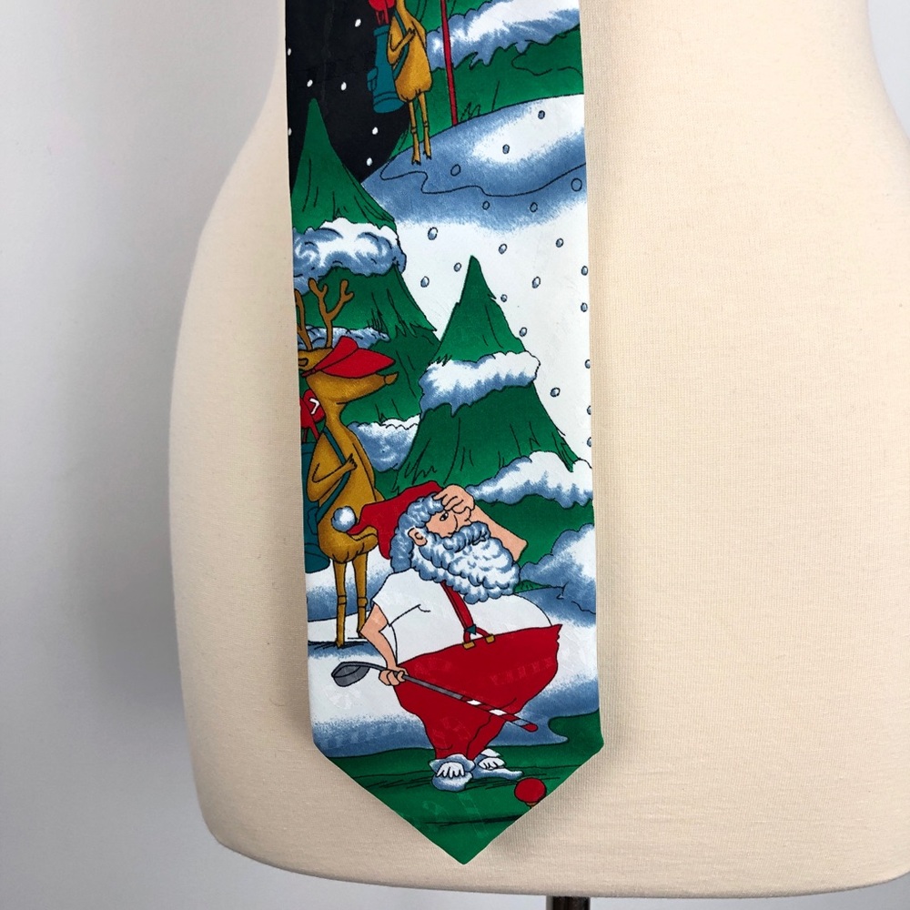 Hallmark Santa Reindeer Golf Tie Christmas Holiday